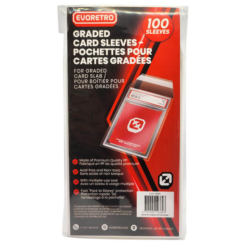 Graded card sleeves for PSA and BGS slabs – protective slab sleeves – EVORETRO 100 sleeves