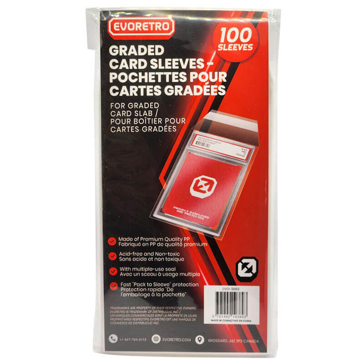 Graded card sleeves for PSA and BGS slabs – protective slab sleeves – EVORETRO 100 sleeves