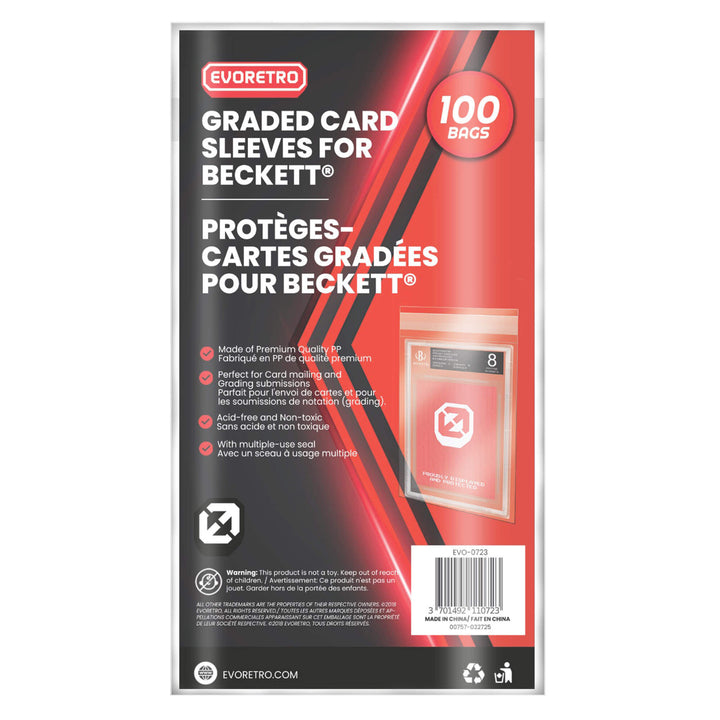 Graded card sleeves for Beckett slabs – protective BGS grading sleeves – EVORETRO 100 bags