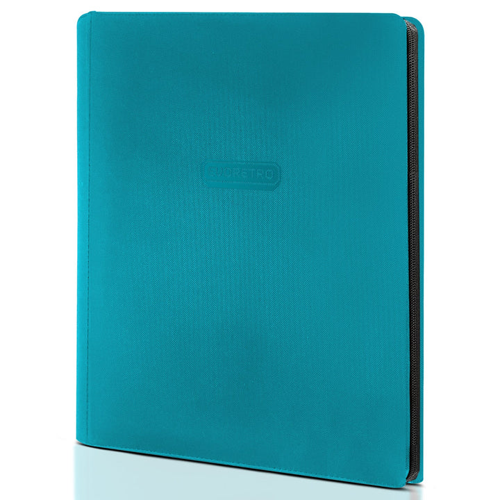 Blue 9 pocket zip up trading card binder holding 360 cards with zipper closure