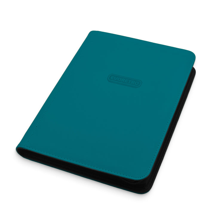 Blue 9-pocket zip-up card binder for trading cards, secure storage for Pokémon and sports cards