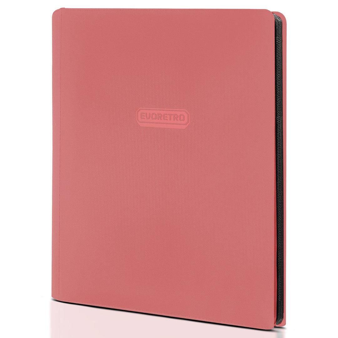 Pink 9 pocket zip up trading card binder holding 360 cards with zipper closure