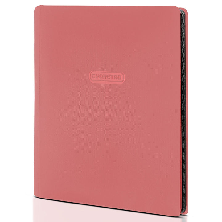 Pink 9 pocket zip up trading card binder holding 360 cards with zipper closure