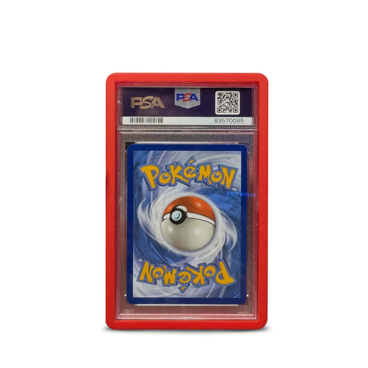 Red bumper graded slab protector for PSA slabs protecting trading card cases from damage