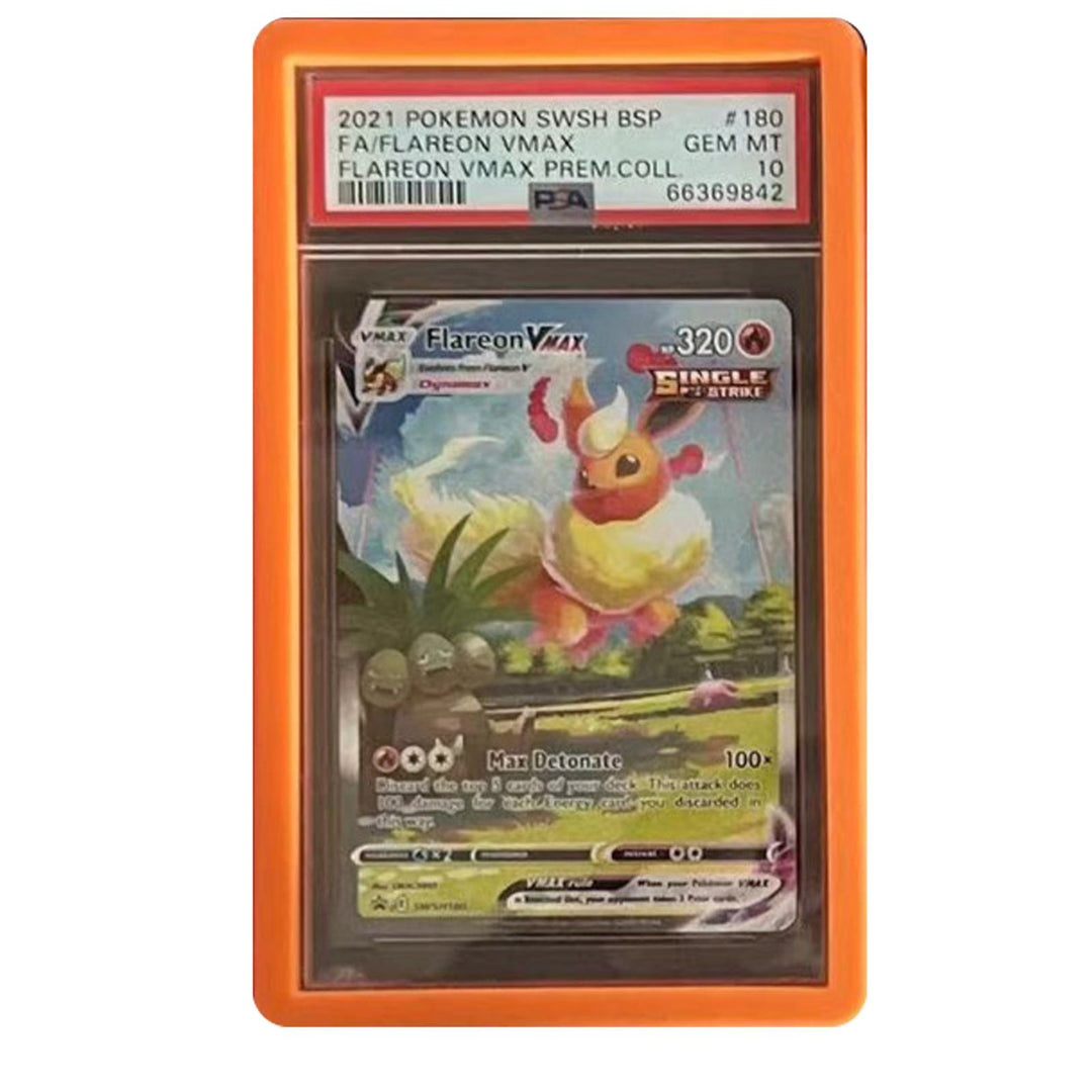 Orange bumper graded slab protector for PSA slabs protecting trading card cases from damage