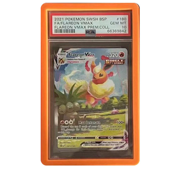 Orange bumper graded slab protector for PSA slabs protecting trading card cases from damage