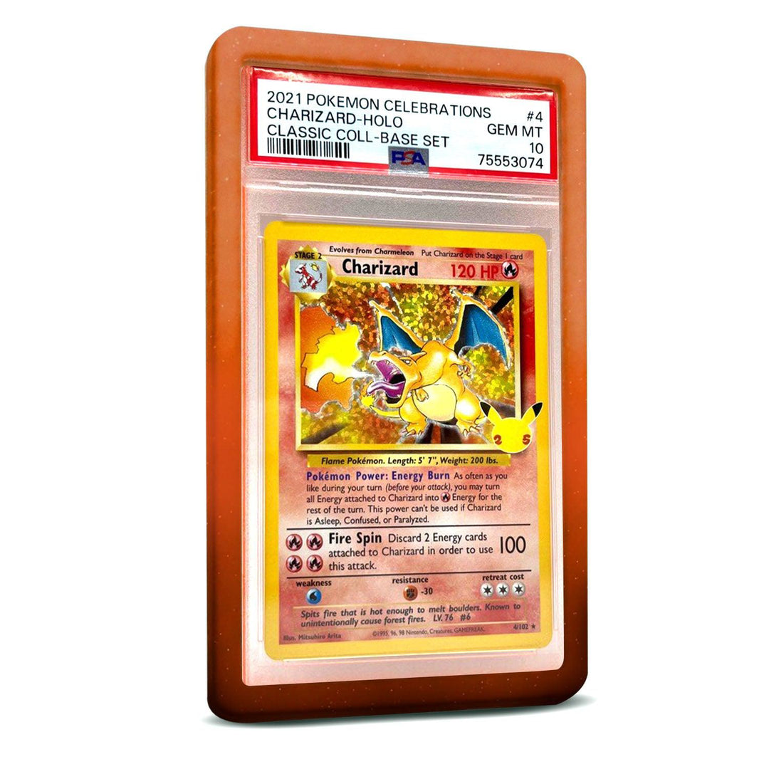 Orange black glitter bumper graded slab protector for PSA slabs protecting trading cards