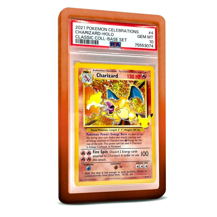Orange black glitter bumper graded slab protector for PSA slabs protecting trading cards