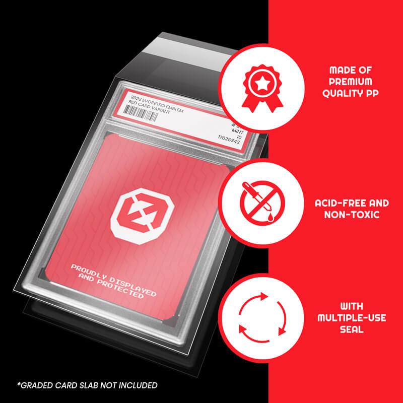 Graded card sleeves for PSA and BGS slabs – protective slab sleeves – EVORETRO features