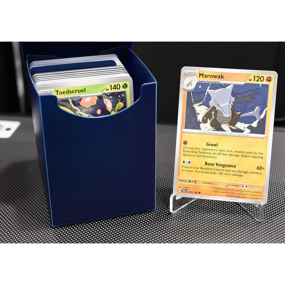 Durable plastic deck case for collectible cards – EVORETRO cards blue