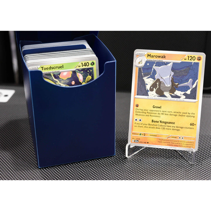 Durable plastic deck case for collectible cards – EVORETRO cards blue