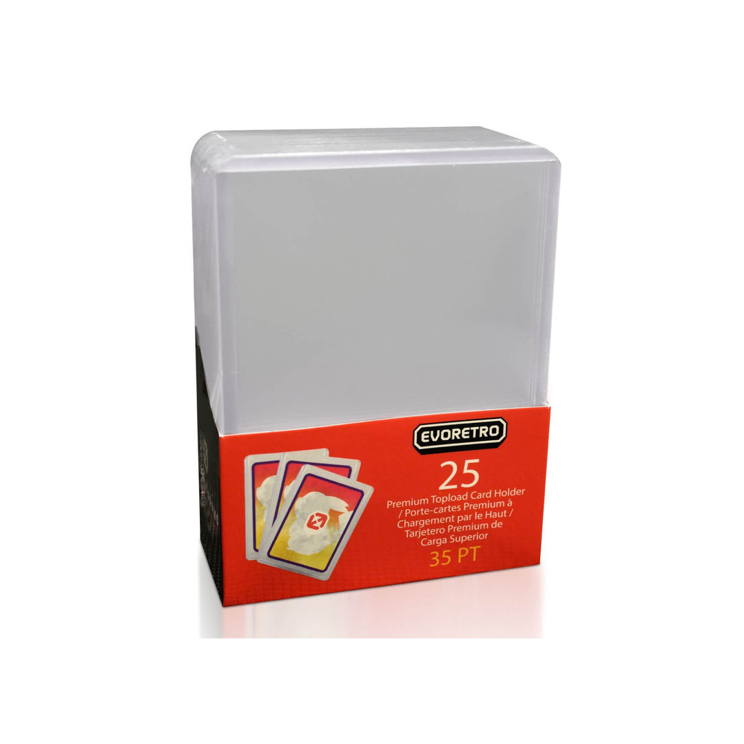 25 EVORETRO Toploader 35pt/55pt/75pt/100pt/180pt – Pack of 25 for Trading Cards